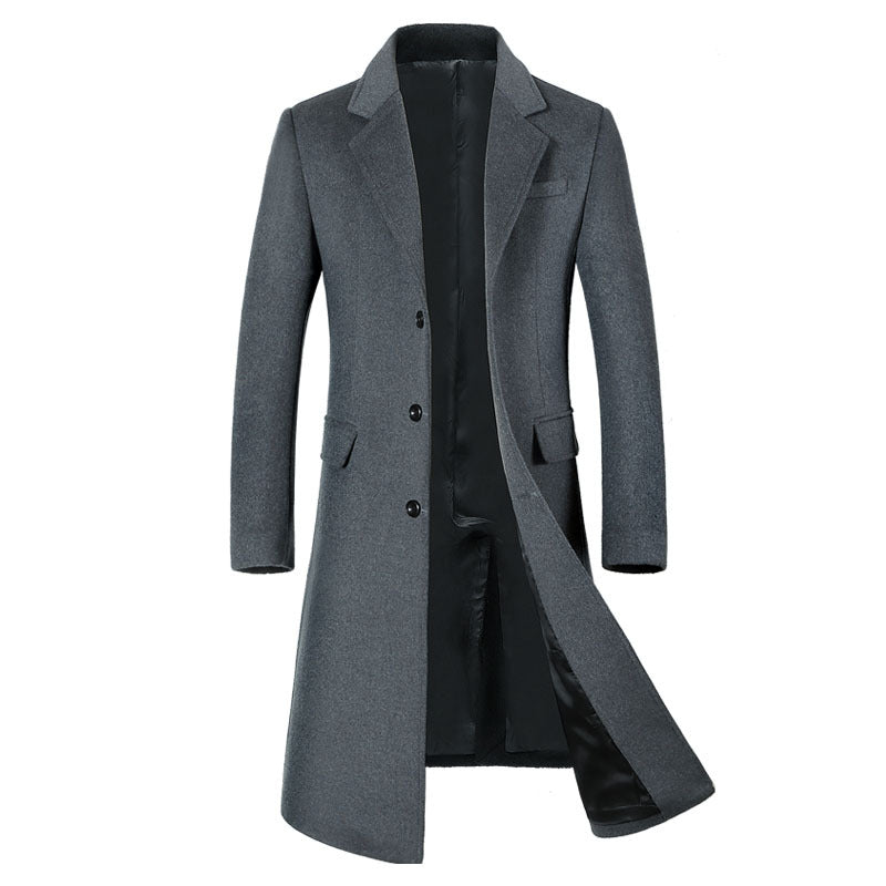 Lapel Long Thick Winter Men's Overcoat