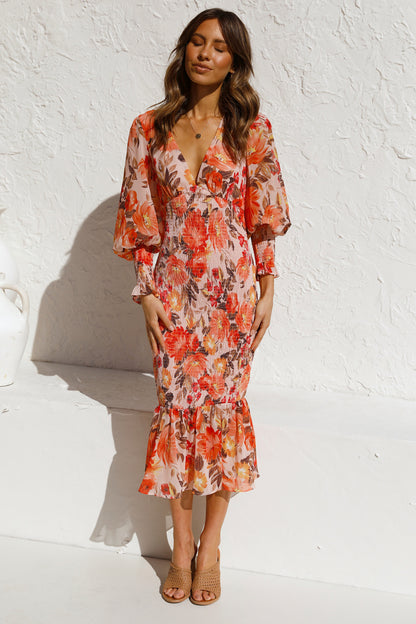 Women's V-Neck Loose Floral Maxi Dress