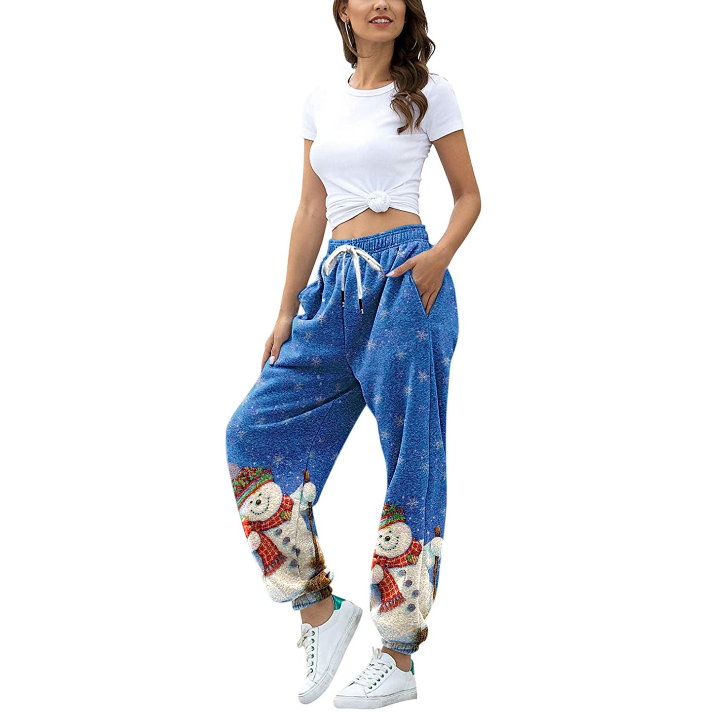 Christmas Print Casual Loose Lounge Pants For Women