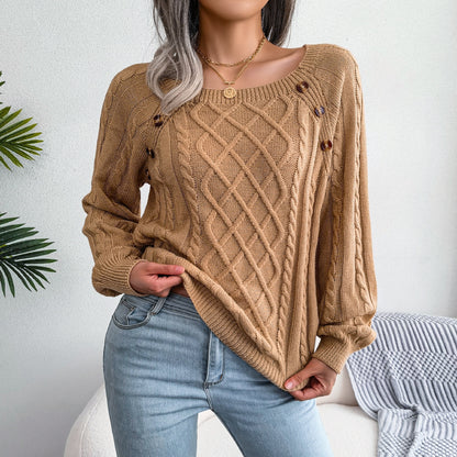 Button Twist Sweater For Women