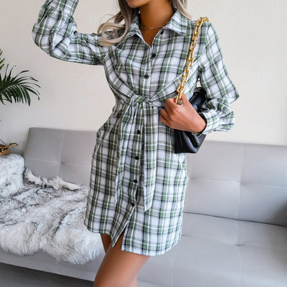 Vintage Tunic Check Dress For Women
