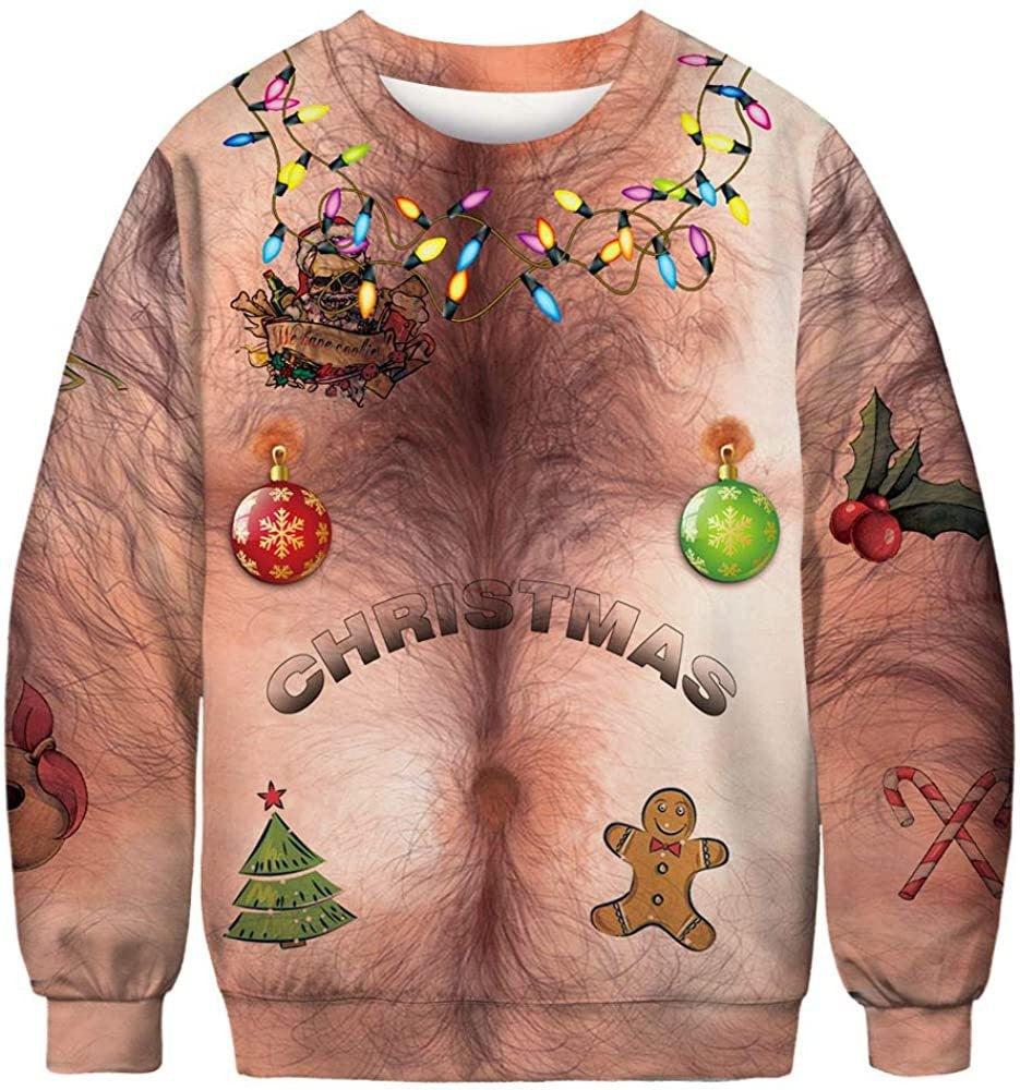 Christmas 3D Shirt Chest Hair Funny Pattern Sweater