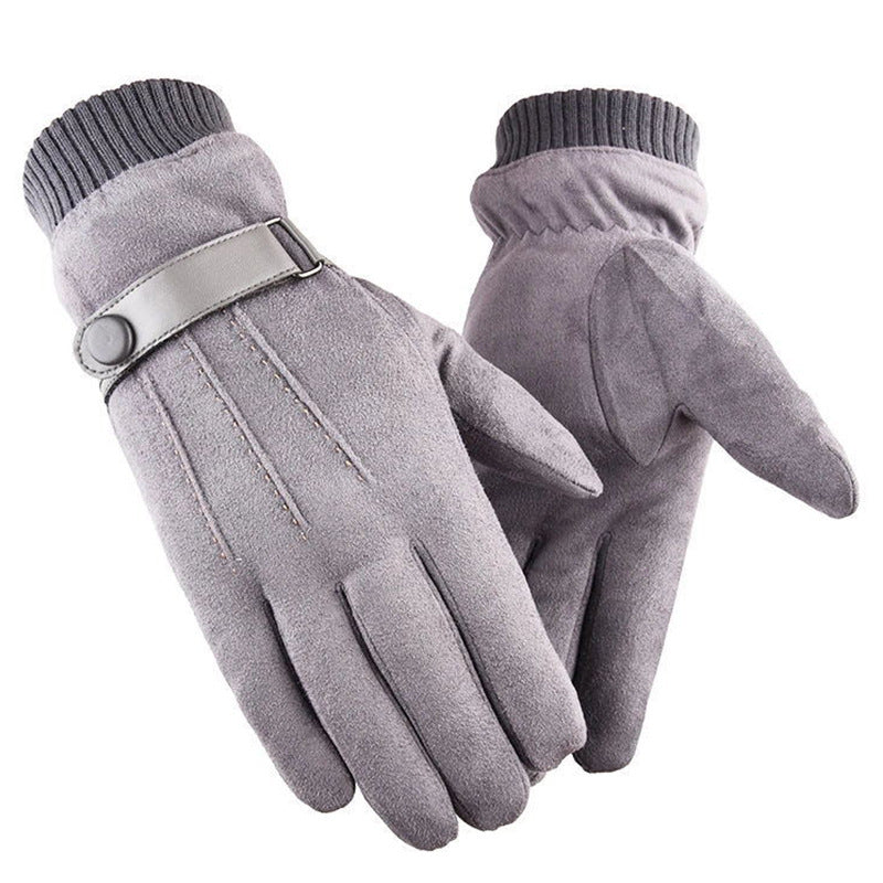 Winter Warm Suede Men's Fleece Ski Gloves
