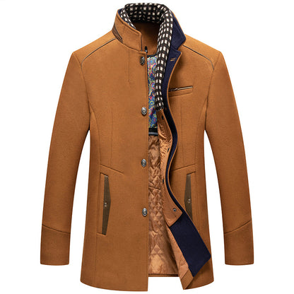 Men's Wool Stand Collar Slim Fit Jacket