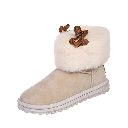 Christmas Antlers In The Snow Booties For Women