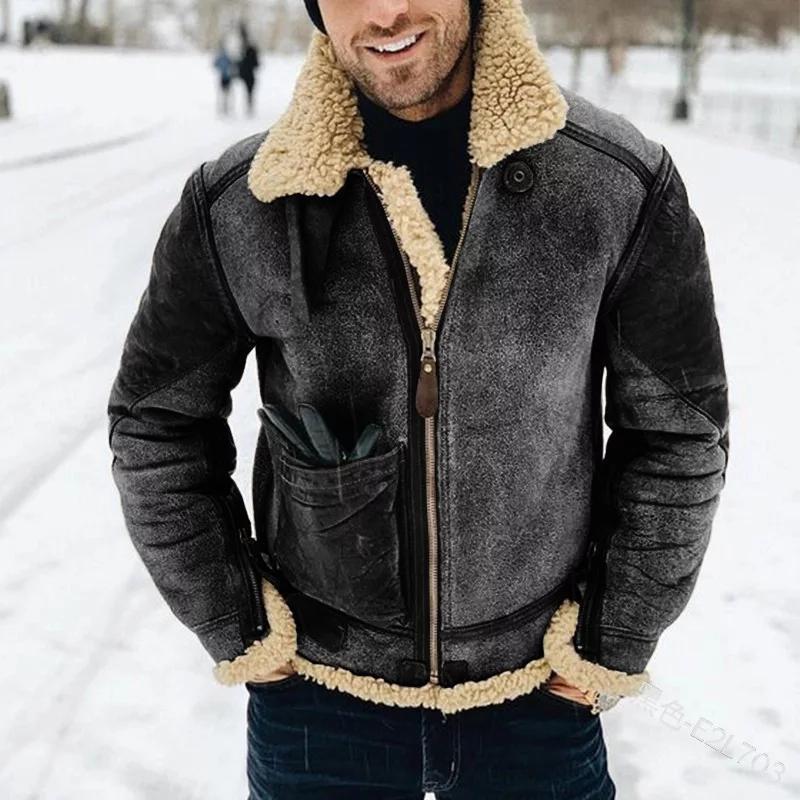 Padded Lapel Sherpa Jacket For Men