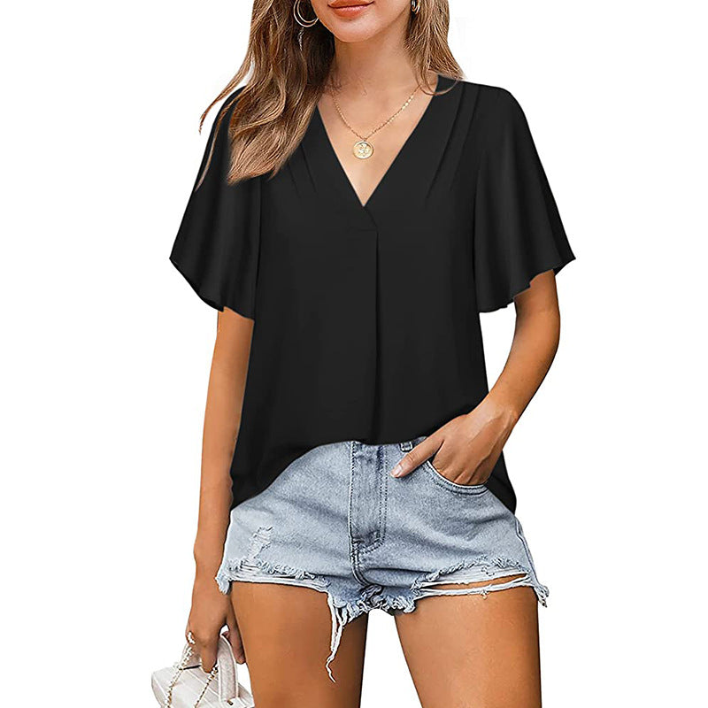 Women's Chiffon V-Neck Blouses