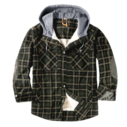 Men's Sherpa Lined Jacket Plaid Flannel Shirt Jacket