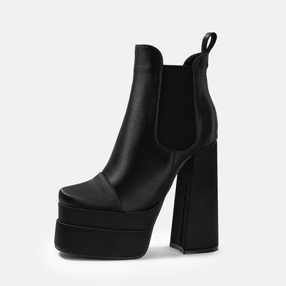 Women's Leather High Heel Fashion Boots