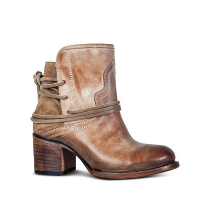 Women's Vintage Lace-Up Colorblock Boots