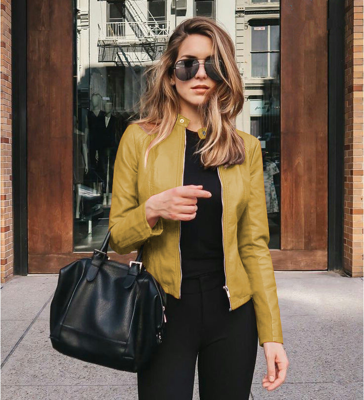 Women's Leather PU West Slim Small Coat