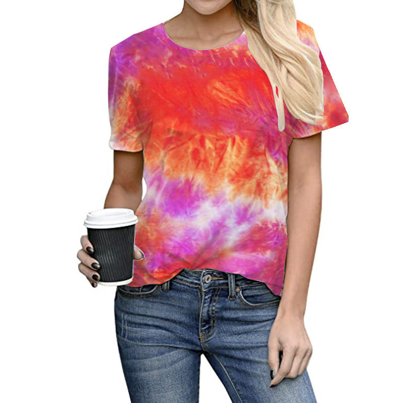 Women's Tie Dye Short Sleeve Casual T-Shirt