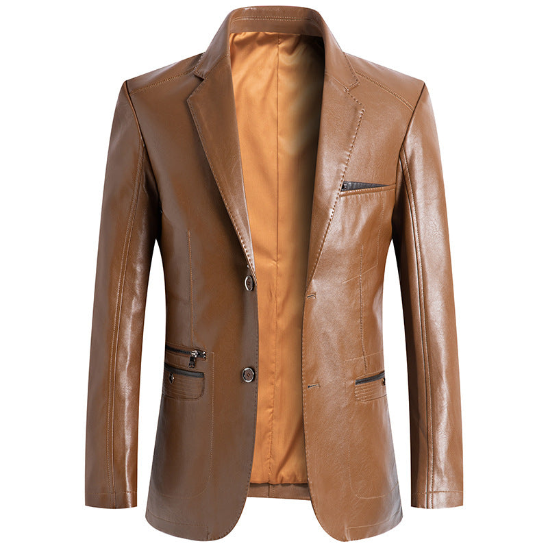 Men's Leather Formal Cardigan Jacket