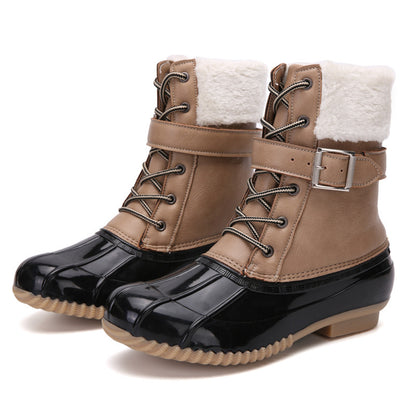 Women's Warm Duck Hunting Leather Boots Cold And Waterproof Snow Boots