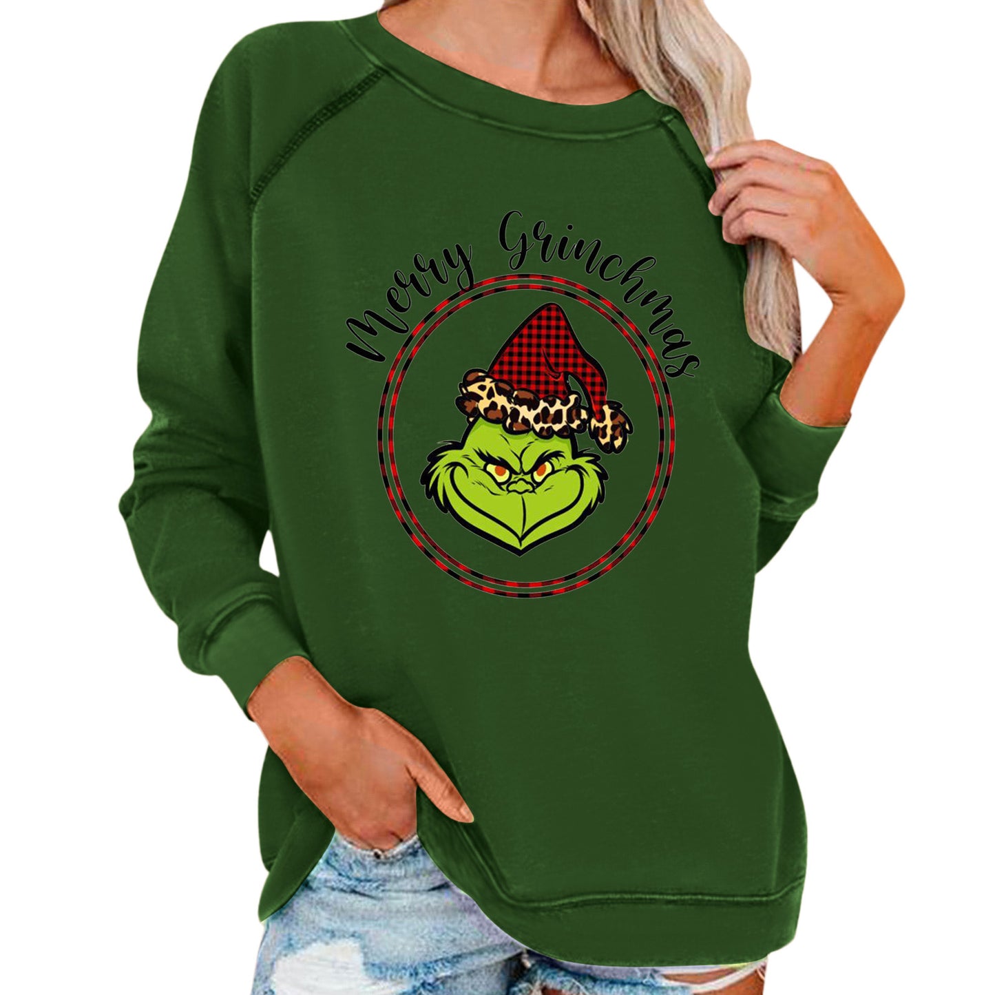 Women's Casual Grinch Christmas Loose Sweatshirt