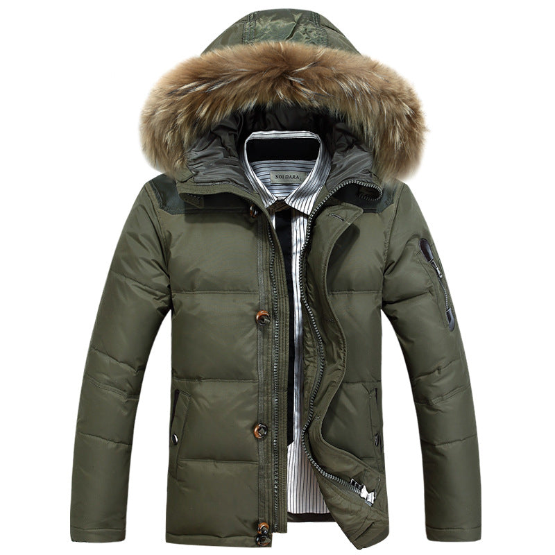 Men's Winter Thick Down Jacket With Large Fur Collar