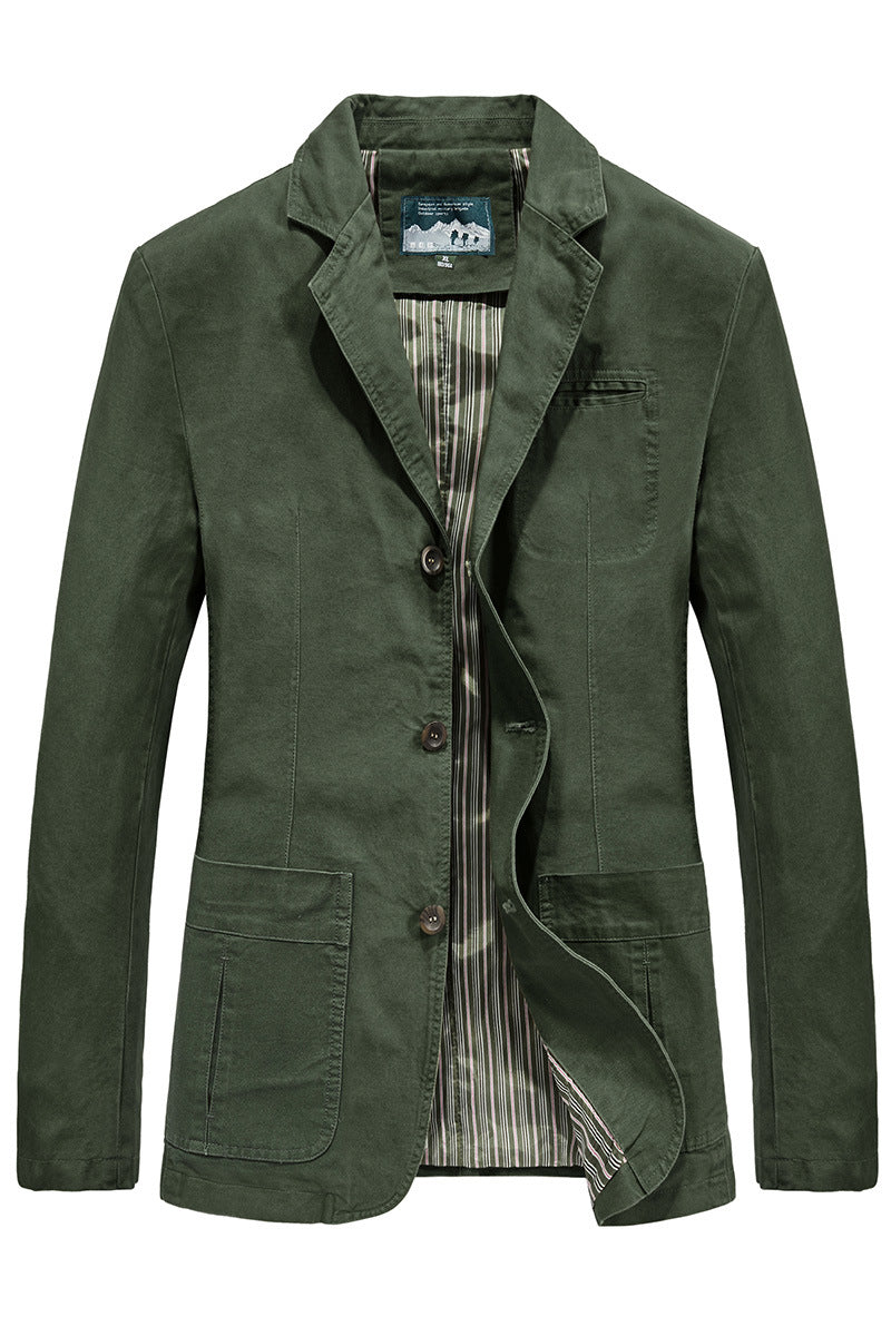 Lapel Casual Solid Color Pocket Slim Fit Spring Men's Jacket
