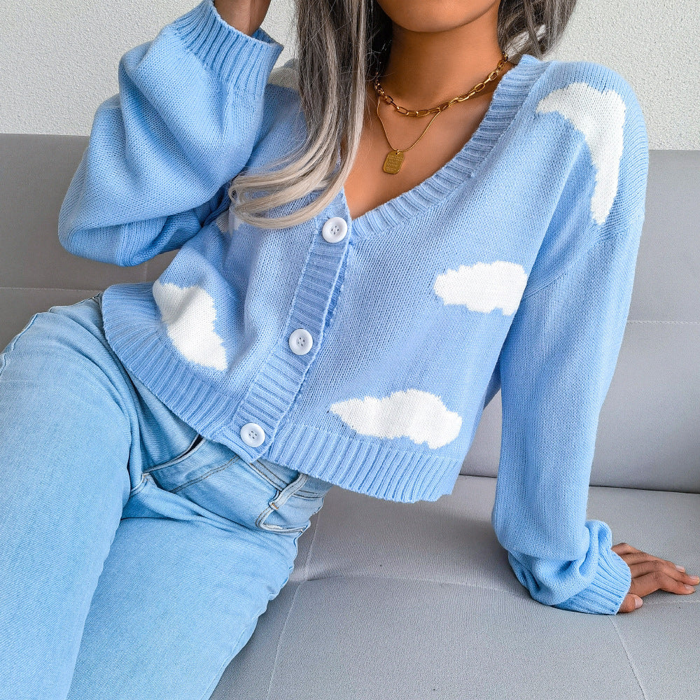Cropped Cloud Cardigan Sweater For Women