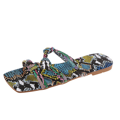 Summer Flat Leather Slippers For Women