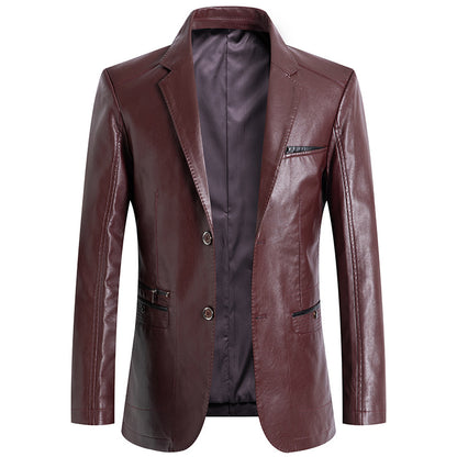 Men's Leather Formal Cardigan Jacket