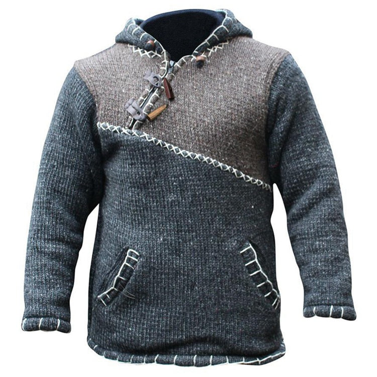 Men's Stitching Sweater Long-sleeved Sweater Hoodie