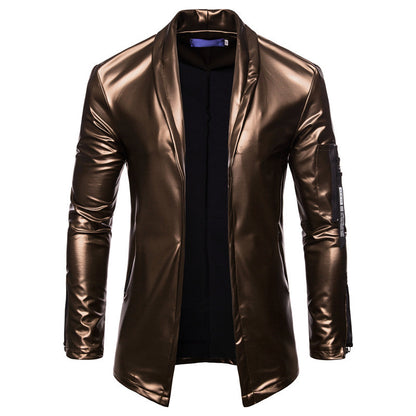 Men's PU Leather Zipper Motorcycle Leather Jacket