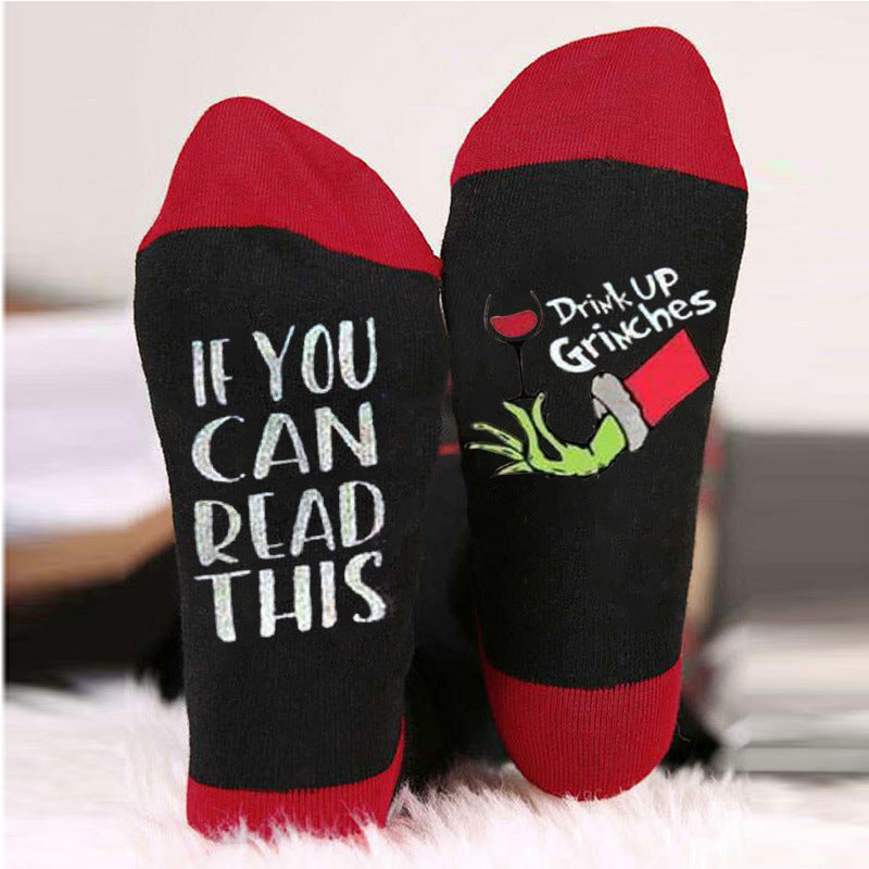 Funny Christmas Letters Printed Socks