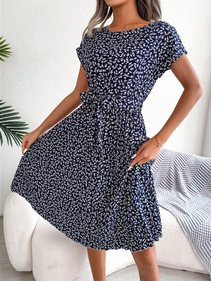 Summer Short Sleeve Floral Print Dress For Women