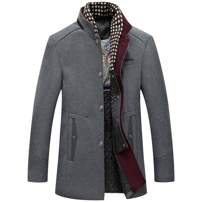 Men's Wool Stand Collar Slim Fit Jacket