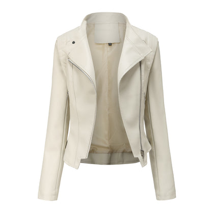 Woman Stand-collar Autumn Leather Jacket