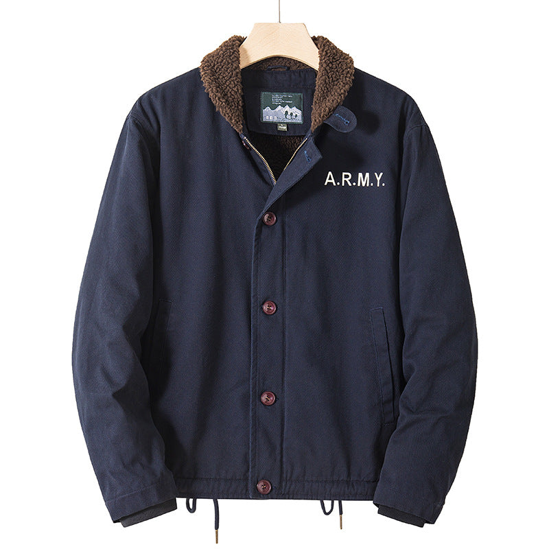 Men's Casual Fleece Lapel Jacket