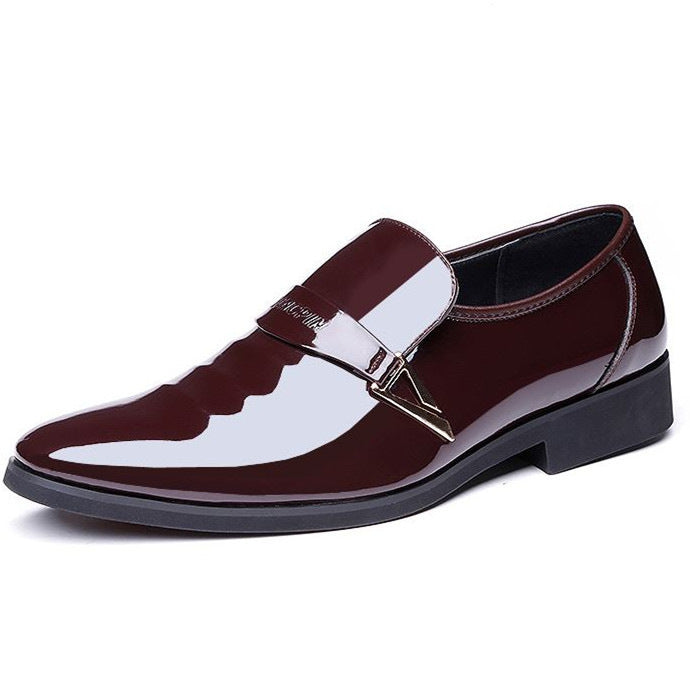 Men'S Pointed Toe Business Bright Leather Shoes