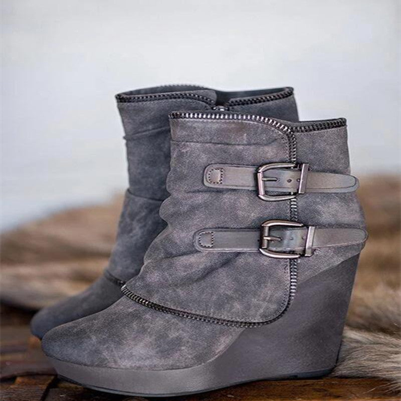 Women's High Heel Distressed Ankle Boots