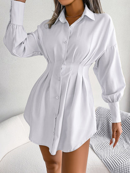 Solid Color Waisted Blouses For Women