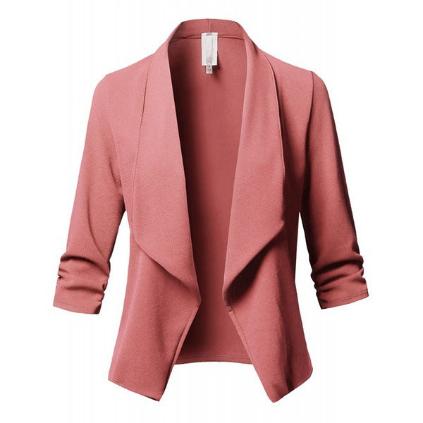 Plus Size Women's Slim Long-sleeved Pleated Blazer