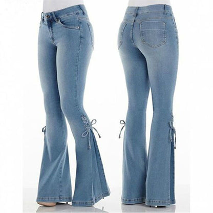 Women's Retro Western Denim Flared Pants