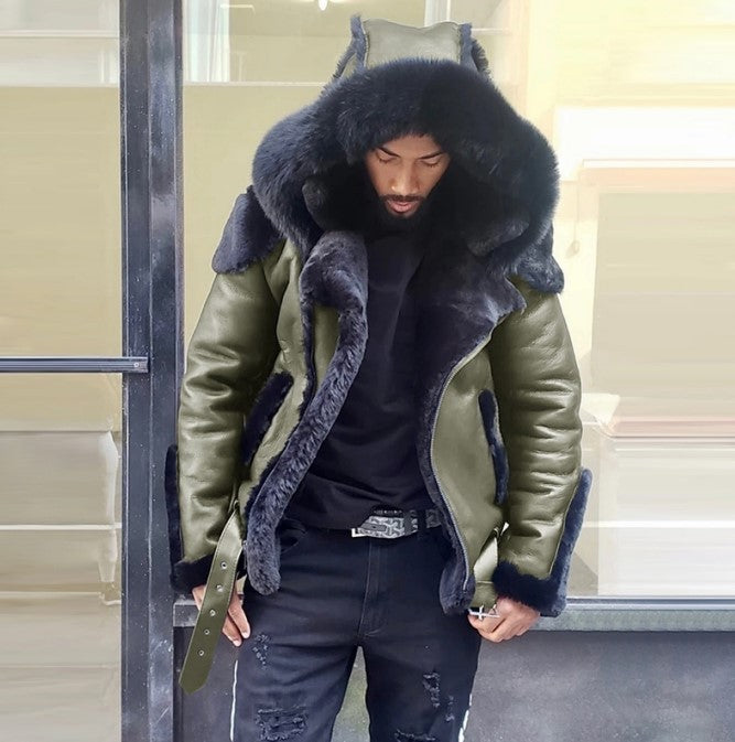 Short Plush coat Hooded Men's Jacket