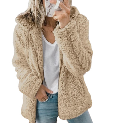 Women's Hooded Woolen Fleece Autumn And Winter Jacket