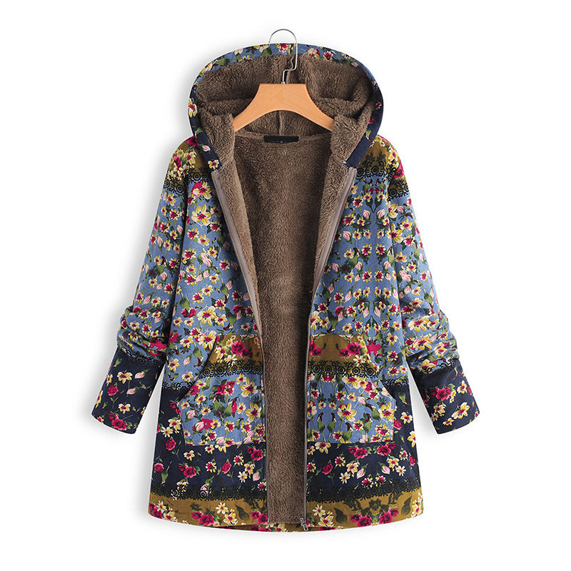 Women's Long Printed Padded Coat