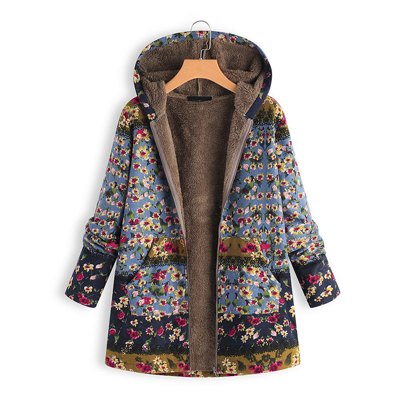 Women's Long Printed Padded Coat