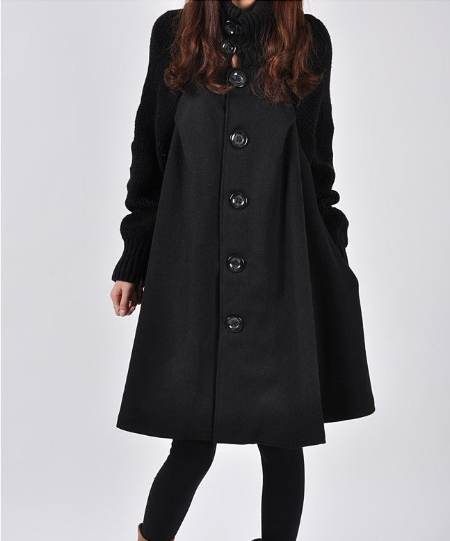 Women Turtleneck Woolen Coat Jacket 5XL