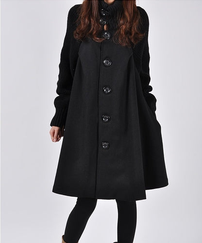 Women Turtleneck Woolen Coat Jacket 5XL