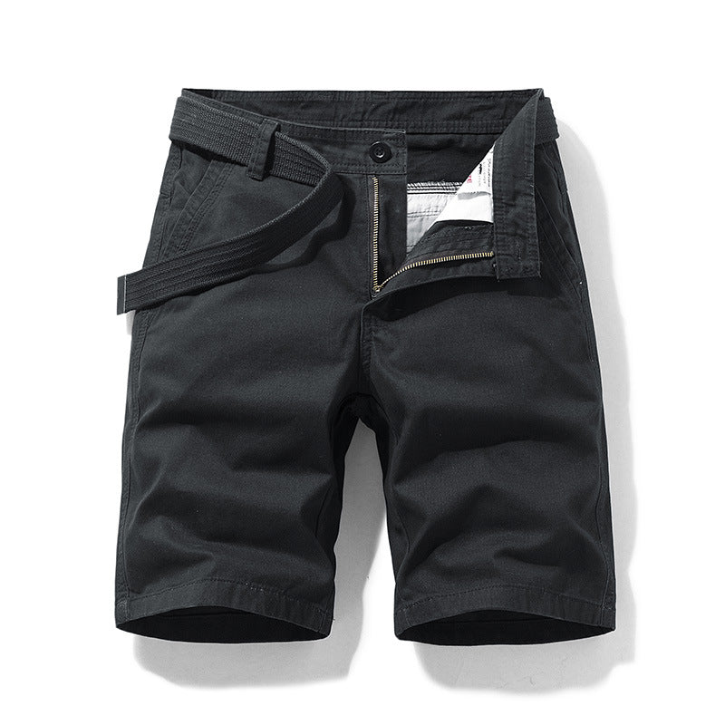 Men's Casual Pants Button Solid Color Straight Cargo Shorts