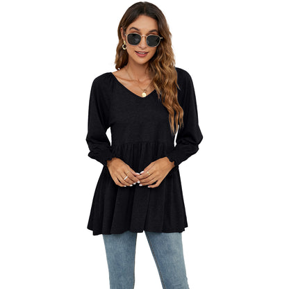 Women's V-Neck Casual Long Sleeves Blouses