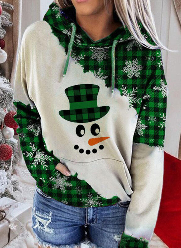 Women Christmas Hoodie Snowman Sweatshirt