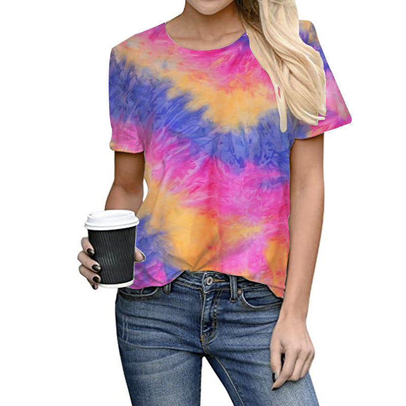 Women's Tie Dye Short Sleeve Casual T-Shirt