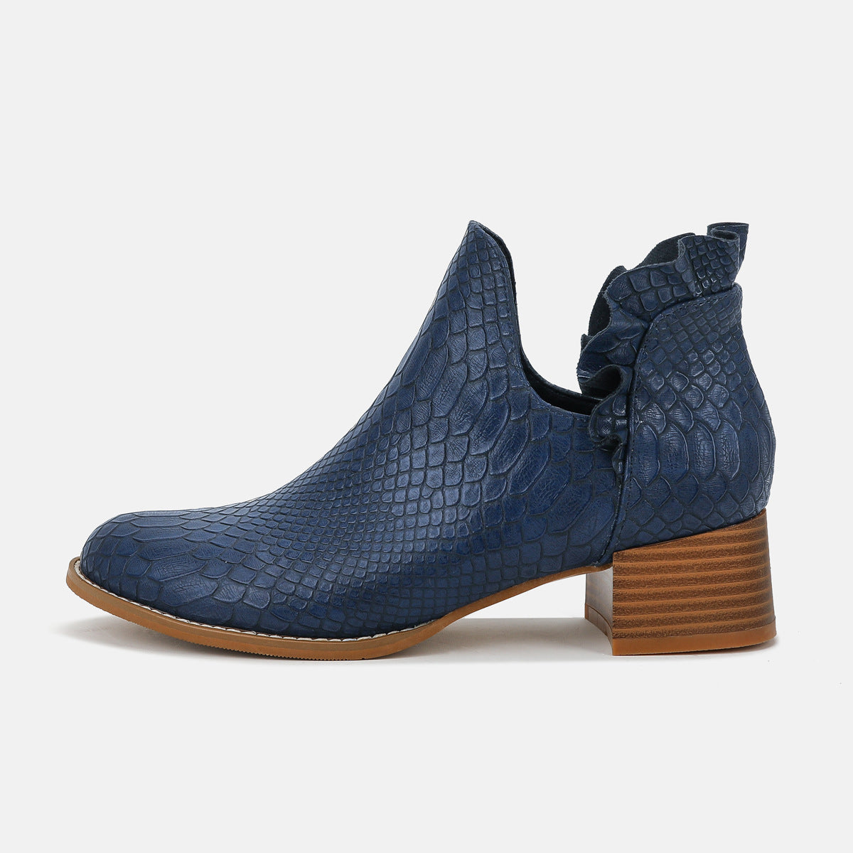 Women's Leather Chunky Heel Boots