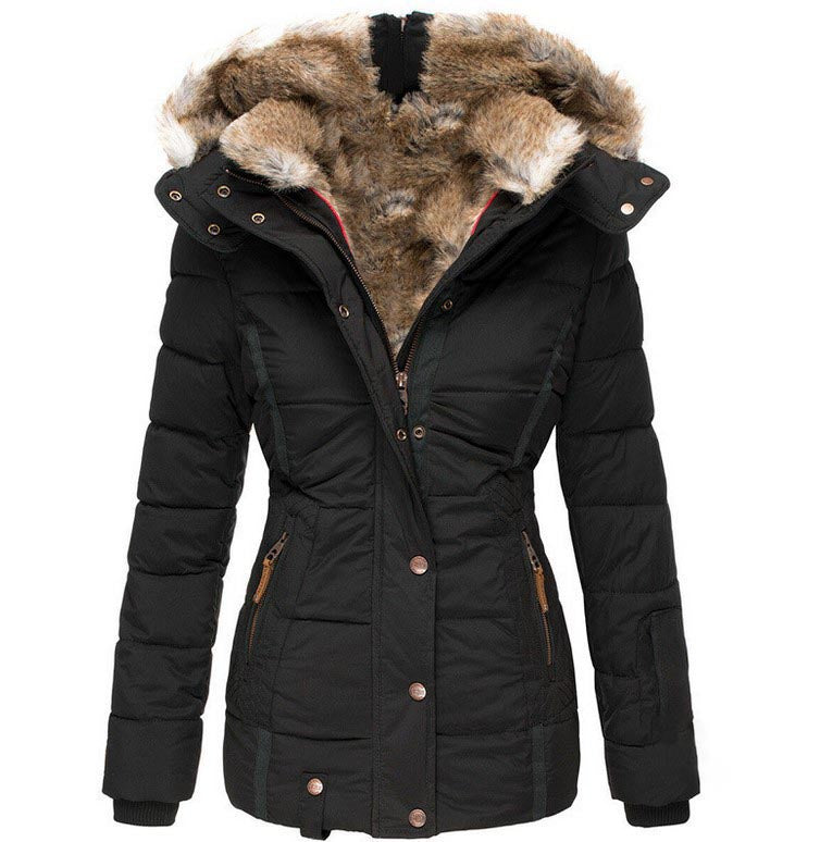 Women's Coat Fur Collar Mid-length Warm Jacket