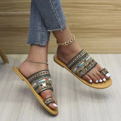 Ethnic Casual Flat Slippers For Women