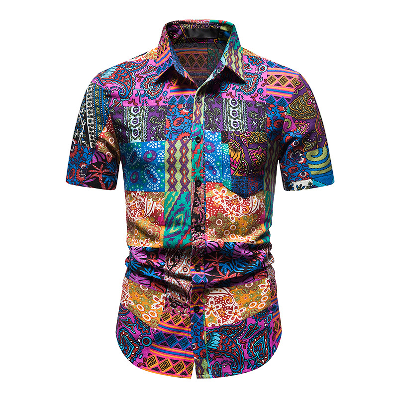 Men's Casual Lapel Beach Short Sleeve Shirt